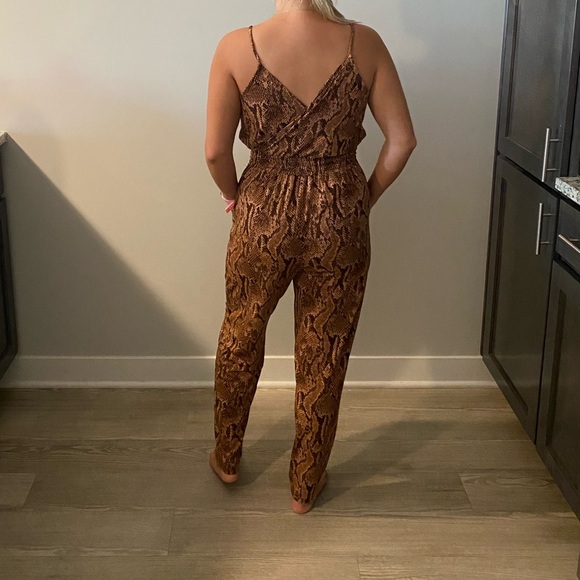 Express brown snakeskin jumpsuit - Picture 2 of 2